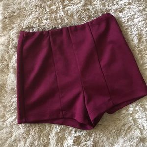 High waisted burgundy shorts
